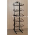 Multi Layer Merchandise Storage Rack Metal Wire Floor Basket Stand (PHY323)