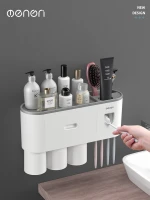 Multifunctional bathroom shelf Household No hole wall furniture Toothpaste distributor Toothbrush holder