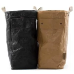 Natural eco-friendly handled classified houseware children's toys bucket storage bag washable kraft paper laundry basket