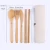 Import Natural Organic Bamboo Portable 7 in 1 Fork Spoon Knife Straws Chopsticks Clean Brushes Cutlery Flatware Set with Pouch from China
