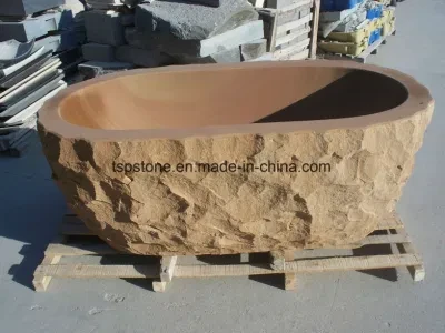 Natural Stone Pedestal Sandstone/Granite/Marble Stone Bathtub for Bathroom Furniture