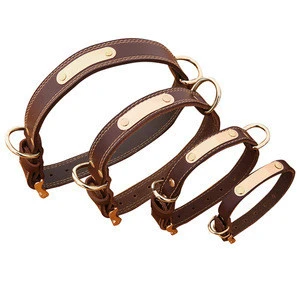 New arrival high quality luxury genuine leather dog collar free logo custom pet leash OEM service in stock