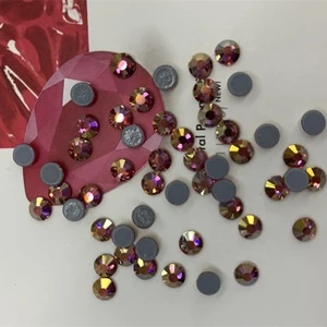 New Arrival Rose AB Top Quality ss4-ss30 Flat Back Nail Art Glue On Hot Fix Rhinestones For Fabric Garment