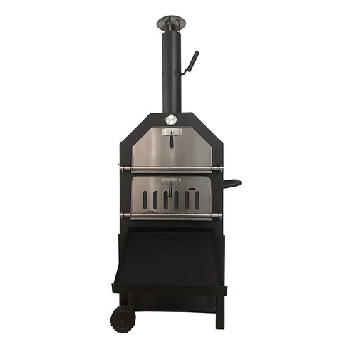 New Arrivals heavy duty trolley double door charcoal 3 in1 BBQ smoker wood fire pizza oven for outdoor