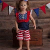 New arrived girls outfits wholesale kids clothes for national day childrens boutique 4th of July baby clothing set