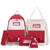 New Fashion simple high-capacity backpack Canvas leisure school bag sets 4 piece