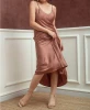 New Sexy Nightgown Ladies Satin  Dress Long Section Thin Strap Stain Robe summer nightdress sleepwear