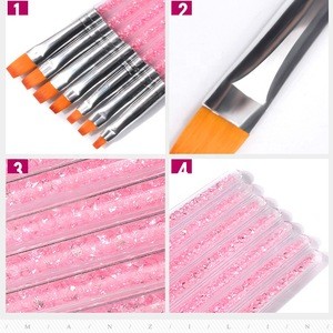 new style 7Pcs Nail Art Brushes Gel Polish Flat Top Nail Gel Brushes Set