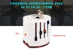 New Universal Travel Adapter Electric Plugs Sockets Converter US/AU/UK/EU with 2USB Charging Power Indicator