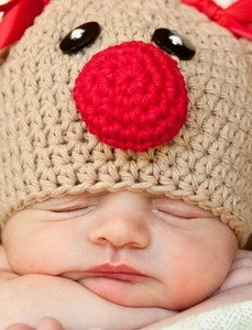 Newest Arrivals Hot Infant Newborn Toddler Baby Hat Crochet Knit Christmas Deer Photo Prop Costume Hat