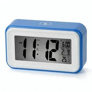 novel design Battery operated lighted Jumbo large number led light touch sensor digital alarm clock with temperature