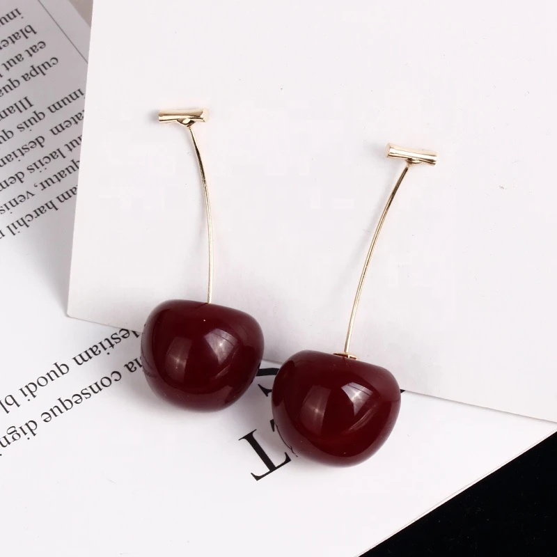 Novelty European And American Fruit Fashion Cherry Earrings Temperament Cherry Earrings Womens Earrings