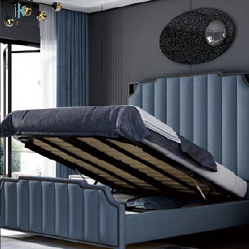 OEM/ODM European Luxury Modern Bedroom Furniture Soft Leather King Double Wood Bed