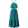 Off Shoulder Halter Neck Sexy Crops Tops And Long Skirts Two Pieces Suits Ruffles Plus Size Dress Skirts Women Sets