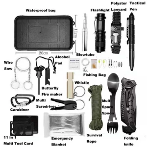 Outdoor Camping 16 In 1 EDC Hand Tools  Emergency  Multi Tool Set Survival Kit