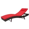 Outdoor wicker chaise sun lounge with cushion padded