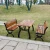 Import Outdoor wooden table chairs benches picnic park garden set furniture with Carbonized wood Aluminum frame from China