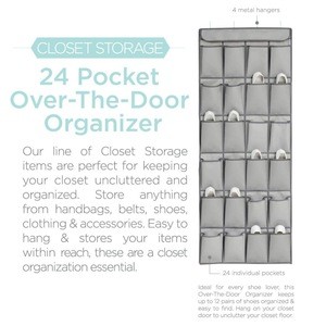 over the door 24 pockets shoe hanging organizer with 4 metal hook