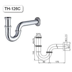 P trap 1 1/4" basin floor drain drainer bathroom fittings plumbing Plug Traps Siphon brass stainless steel chrome brushed upc
