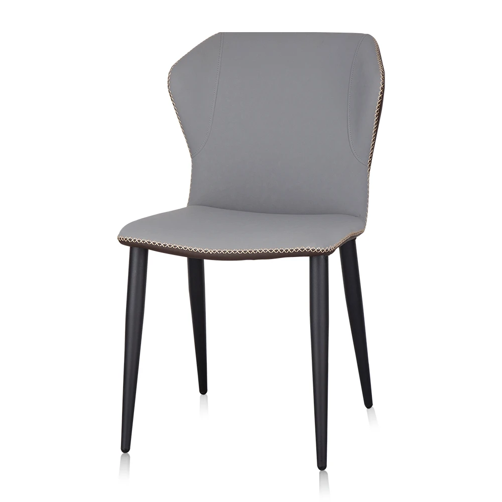 P377 Modern affordable durable high quality wholesale metal iron grey fabric kitchen dining chair