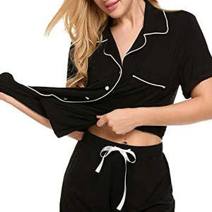 Pajamas WomenS Short Sleeve Sleeping Clothes For Women Cotton Soft Set Xs-Xxl