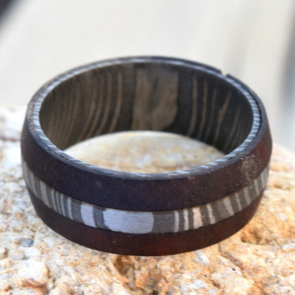 Pexmoo Wholesale!! Custom Handmade Damascus Wood Ring Mens Wedding/Engagement Ring Unisex Ring