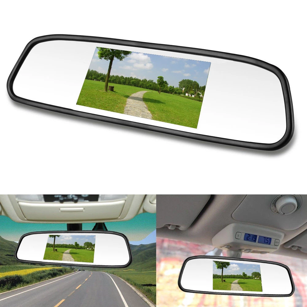 Podofo Wireless 4.3&quot; Car TFT LCD Monitor Mirror + Wireless Reverse Car Rear View Camera Backup Camera Kit