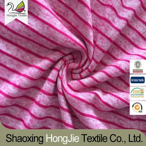 Polyester /Linen Viscose Striped Yarn Dyed Single Jersey Fabric For Ladies Dress