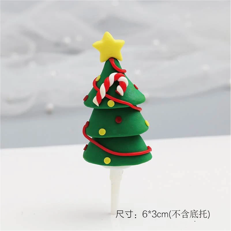 Polymer clay Christmas cake decoration set snowman and elk