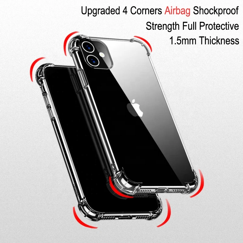premium 1.5mm shockproof luxury transparent TPU case for iPhone 11 12 pro case