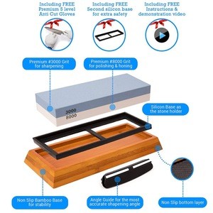 Premium Whetstone 2 Side Grit 3000/8000 Waterstone Sharpening Stone With NonSlip Bamboo Base &amp; Angle Guide