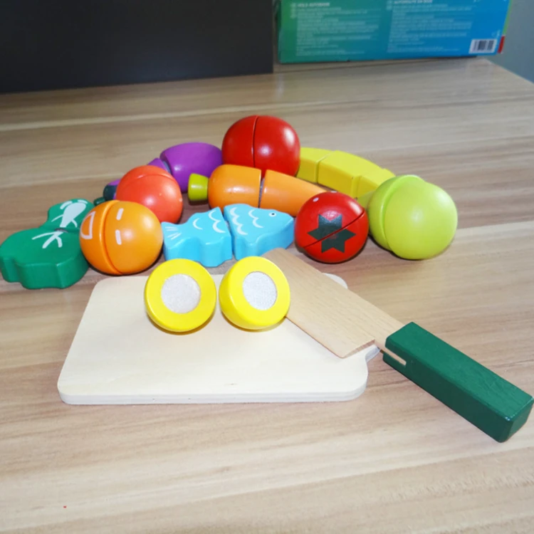 Pretend Play Experience Vegetable Cognitive Wooden Fruit Cutting Toy