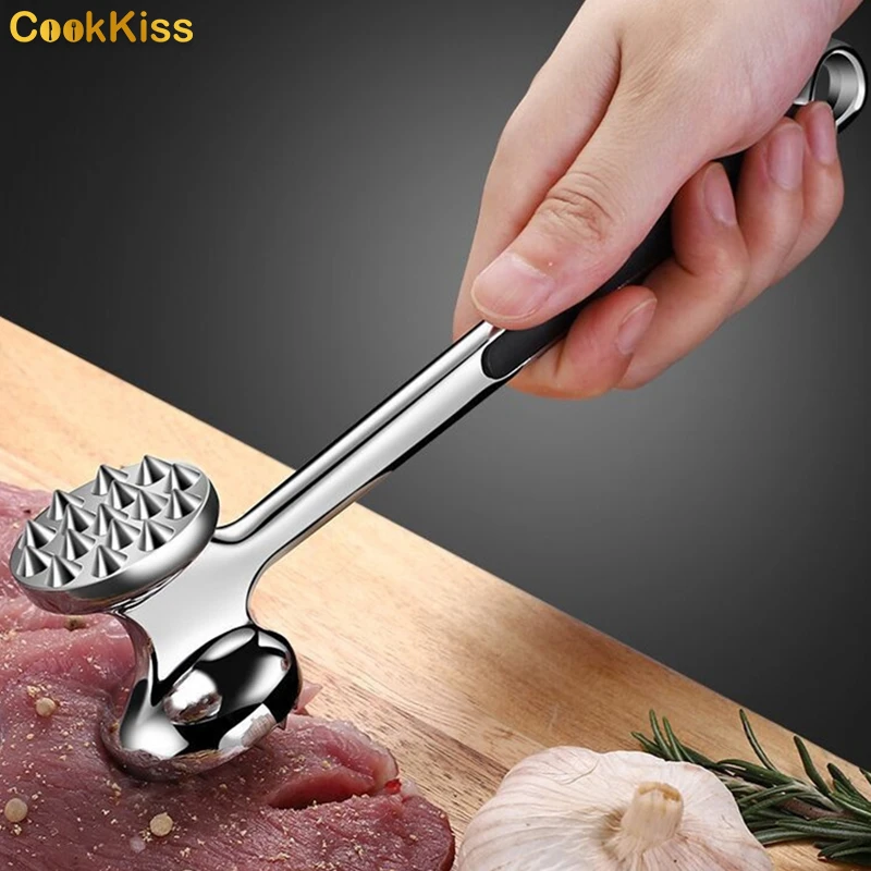 Professional Dual-Sided Stainless Steel Meat Tenderizer with Comfort Grip Handle