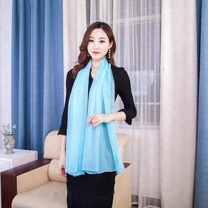 Pure color printed scarf silk cape woman georgette silk shawl