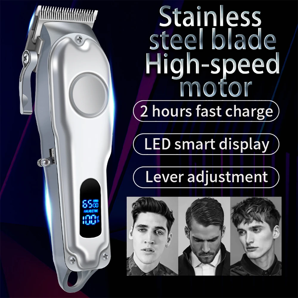 Rechargeable Professional Hair Trimmer Cordless Men Hair Cutting Machine Cordless Electric Hair Clipper