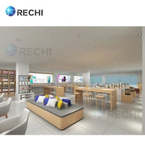 RECHI Design Retail Display Counter Table &amp; Store Fixtures For Mobile Phone Store Interior Design &amp; Lifestyle Store Fitout