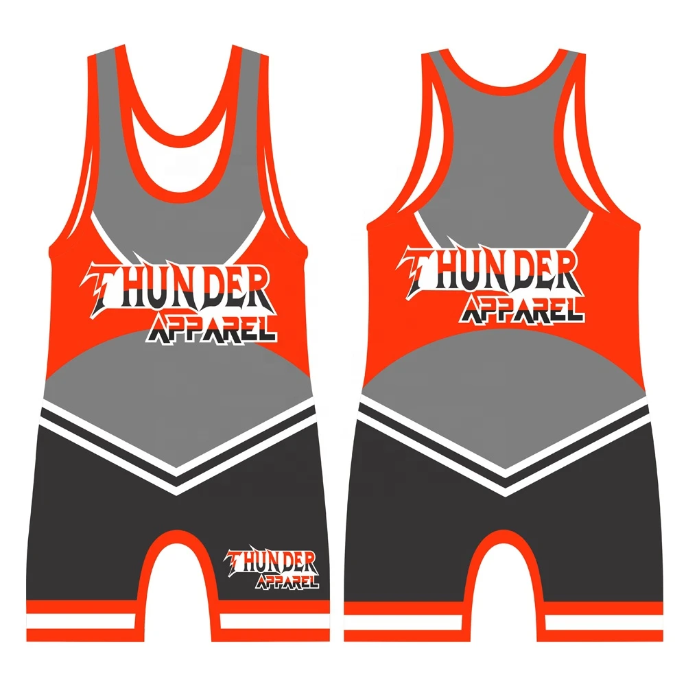 Red & black wrestling singlet with name and sponsors sublimation printed singlet