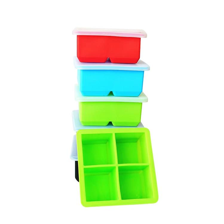 Reusable Silicone Ice Cube Tray With Lid Silicone Ice Cube Whiskey Stone Freezer Ice Tray