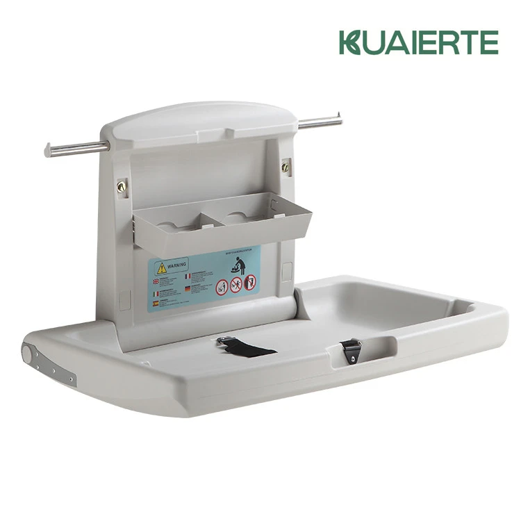 ROHS Compliant Wall-Mounted Baby Changing Station Horizontal Fold-Down Diaper Change Table with Safety Strap baby safty seat