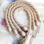 Rope Curtain Tiebacks, Vintage French Chateau Style Window Dressing in Pastel Shades, Two Pairs Passementerie Cords