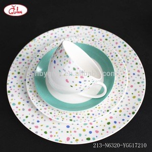 Round shape full dinnerware harmonia spain with colorful dot decor YGG17210