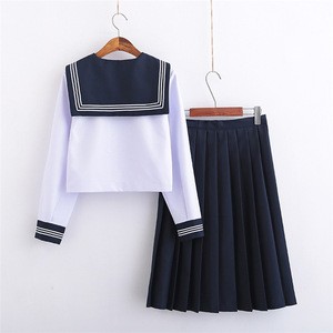 School Dresses For Girls White Shirt With Tie Long-sleeved Navy Sailor Suit Large Size Anime Form High School Jk Uniform