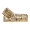 Set of 3 Eco-Friendly Seagrass Woven Multifunctional Storage Baskets Bamboo Kitchen Organizer Trays for Food Clothes Home Use