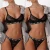 Import sexy clothes latest style sexy bra and panties fancy lace perspective letter printed bra underwear set from China