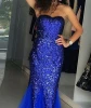 Sexy Free Custom Royal Blue Mermaid Sequin Prom Dresses Hong Kong Evening Party Gowns