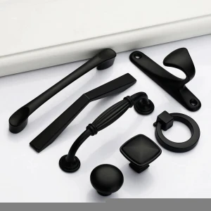 Simple and stylish generous aluminium alloy pull handles living room bathroom kitchen black drawer cabinet handle
