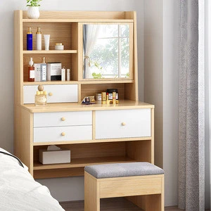 Simple modern four-drawer wooden dresser / Makeup Vanity Dressing Table with mirror and stool for Living Room furniture
