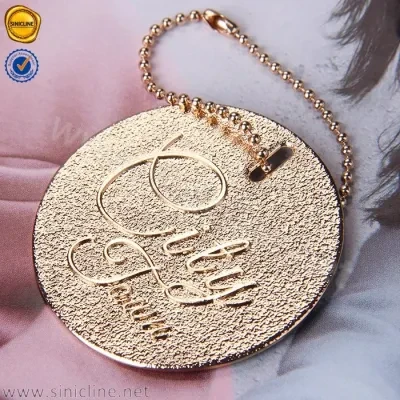 Sinicline Logo Embossed Gold Metal Hang Tag for Women Clothing