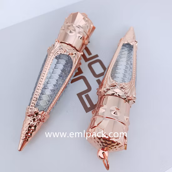Import Eml LG2321 Unique Design Lipgloss Empty Tube Metallized Gold Laser Printing Liquid Lipstick Container 4.5ml Keychain Portale Cosmeitcs Packaging Lipgloss Tube from China