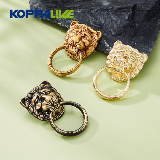 Koppalive Vintage Drop Ring Handle Antique Brass Animal Lion Head Door Knocker